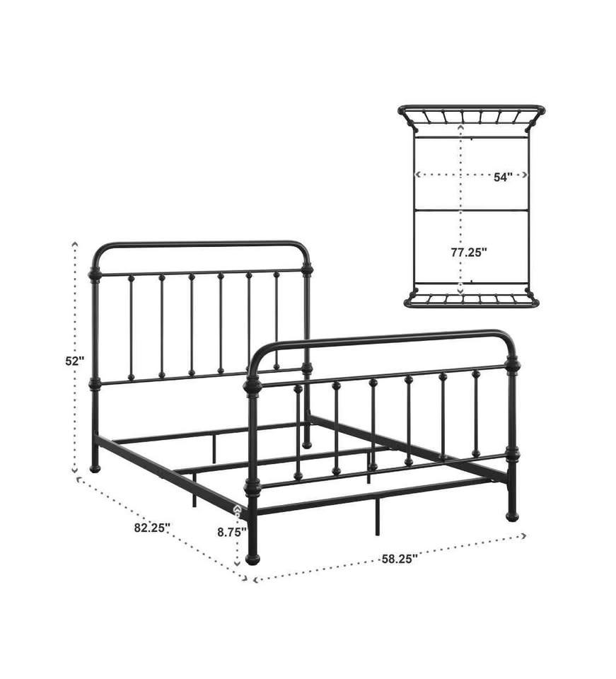 Weston Home Nottingham Metal Full Bed, Antique Black