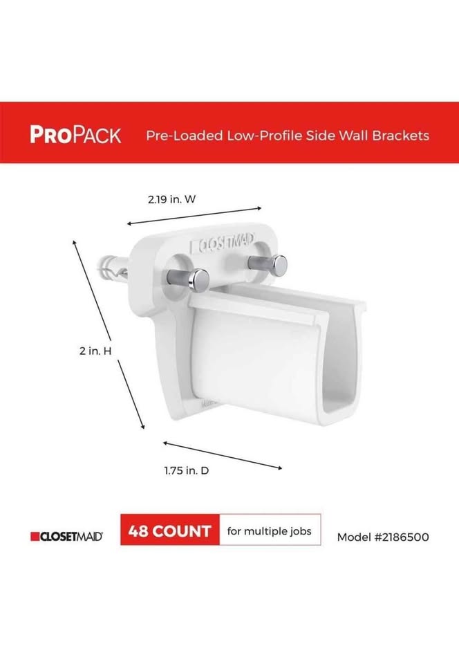 ClosetMaid ProPack Pre-Loaded Low Profile Side Wall Brackets (48-Piece)