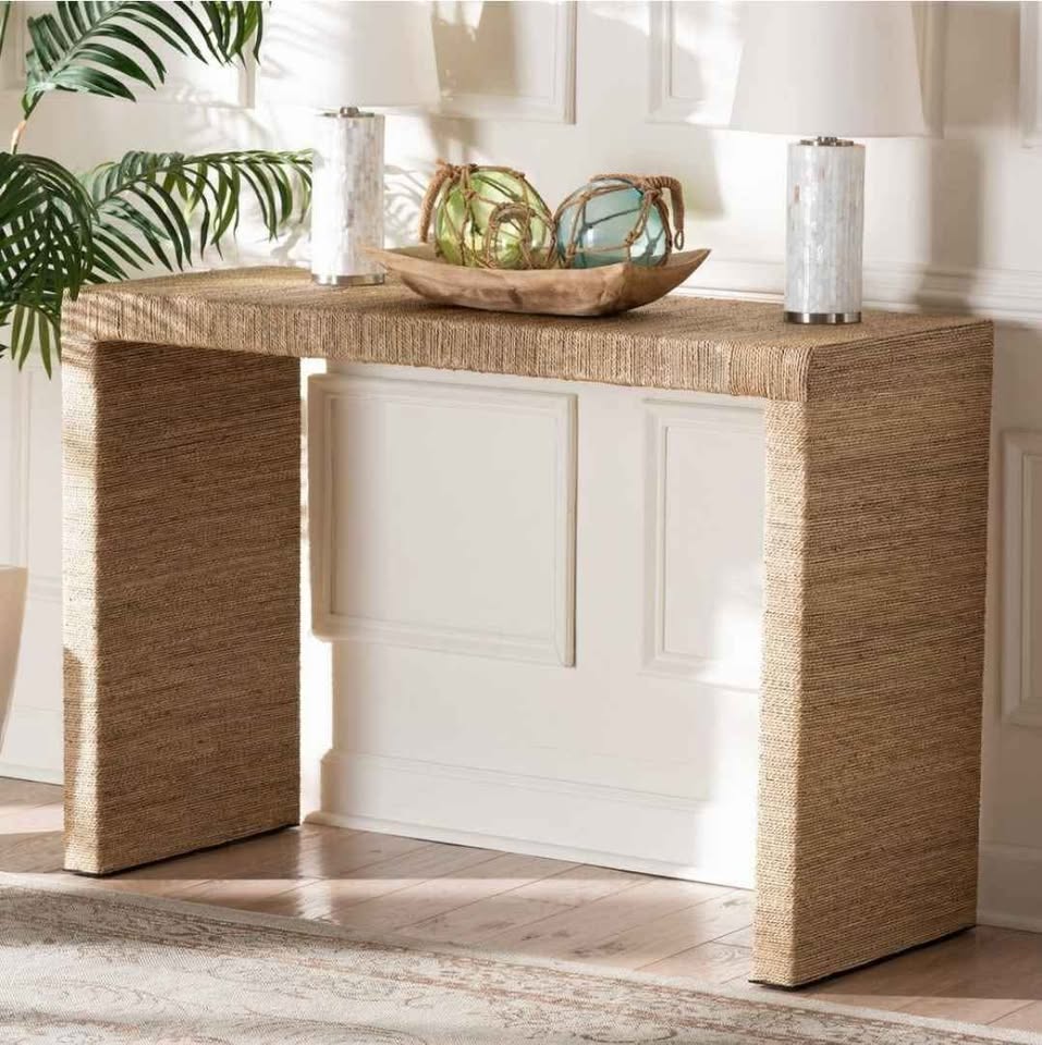  Colandra 47.2 in. Natural Seagrass Rectangle Wicker Console Table