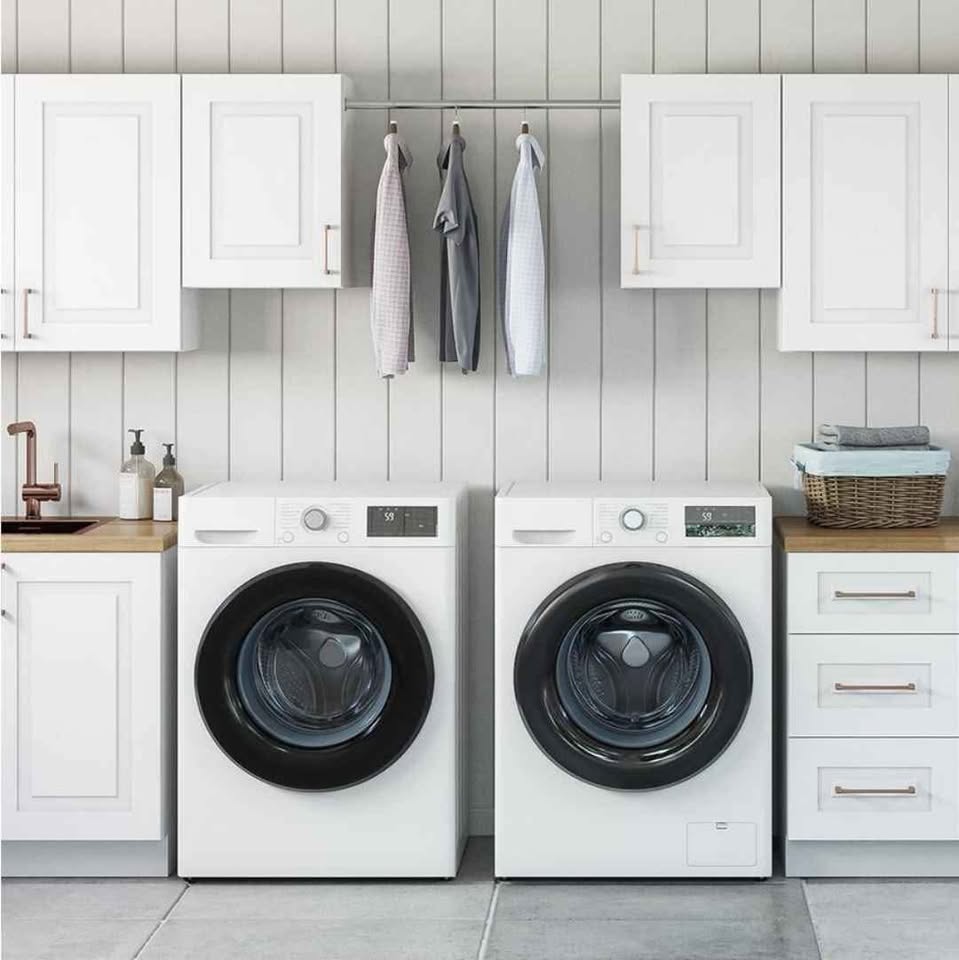 Greenwich Verona White 23 in. H x 58 in. W x 12 in. D Plywood Laundry Room Wall Cabinet and Pole (3 Color)