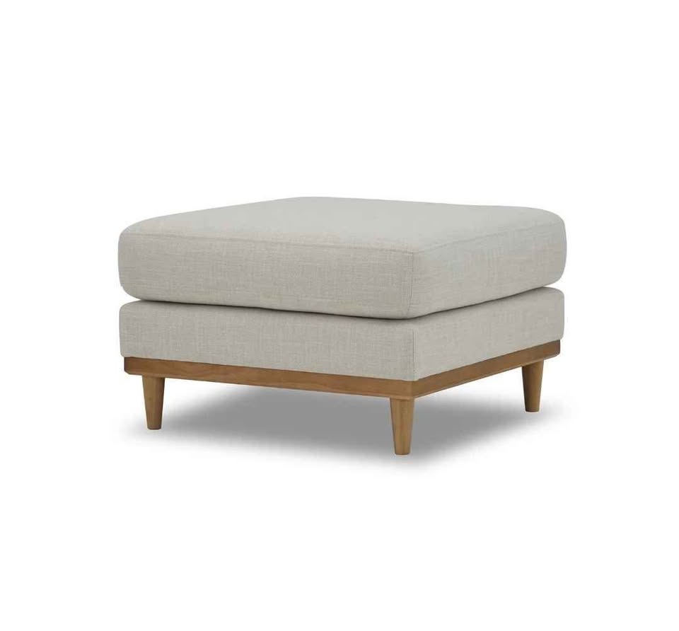  Better Homes & Gardens Springwood Square Wood Frame Ottoman, Light Honey Finish