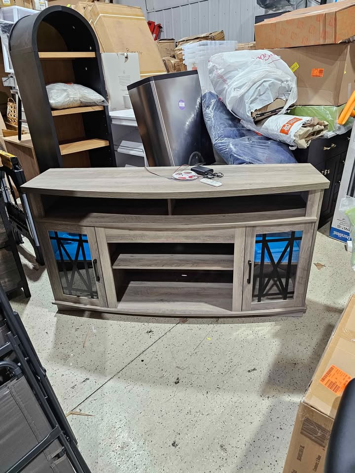  TV Stand with LED Lights for TVs up to 70", Entertainment Center Media Console Cabinet