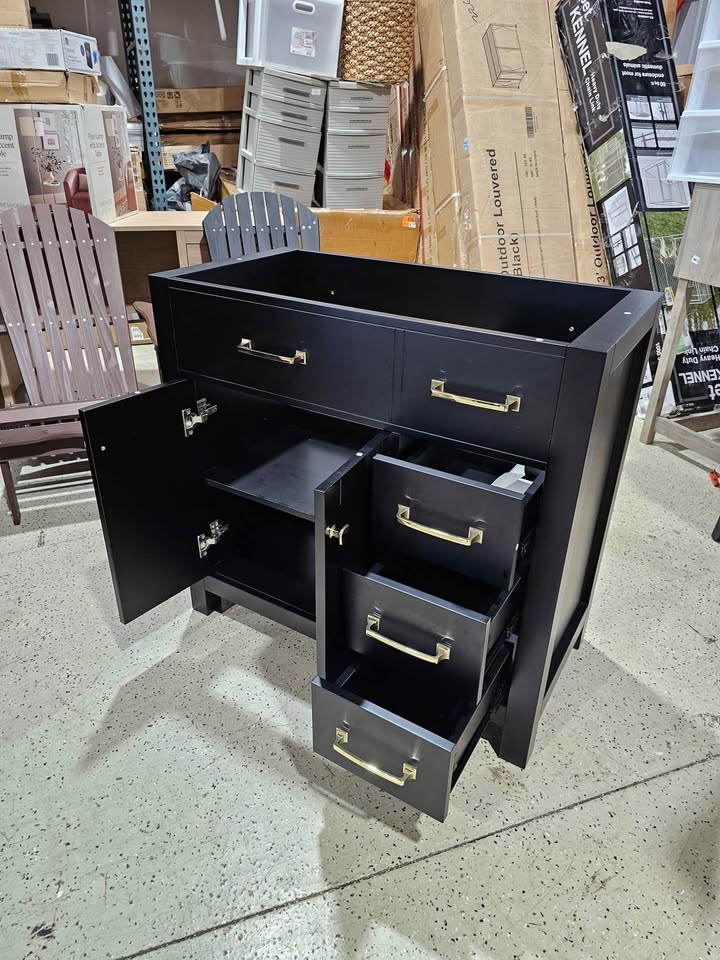  Wonline 36" Free Standing Bathroom Vanity Cabinet Modern Design Drawer and Mirror, Vanity Only