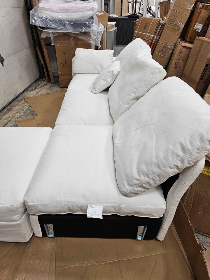  4-pieces Cloud Couch, Oversized Modular Sofa With Ottoman 101" x35"