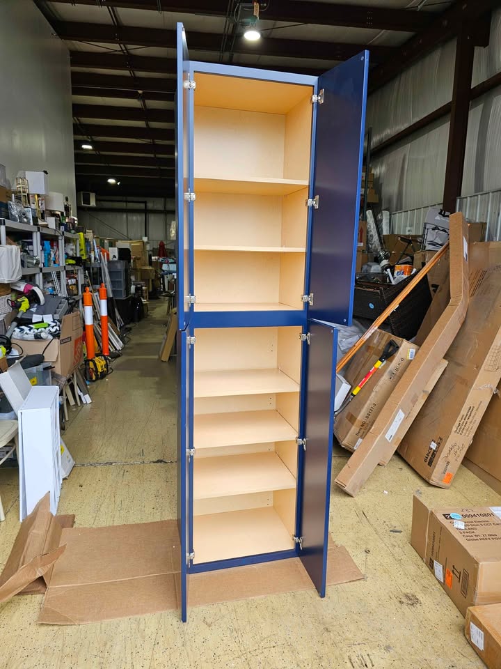  Blue Plywood Shaker Stock Assembled Tall Pantry Kitchen Cabinet 24 in. W x 91 in. D H x 19 in. D
