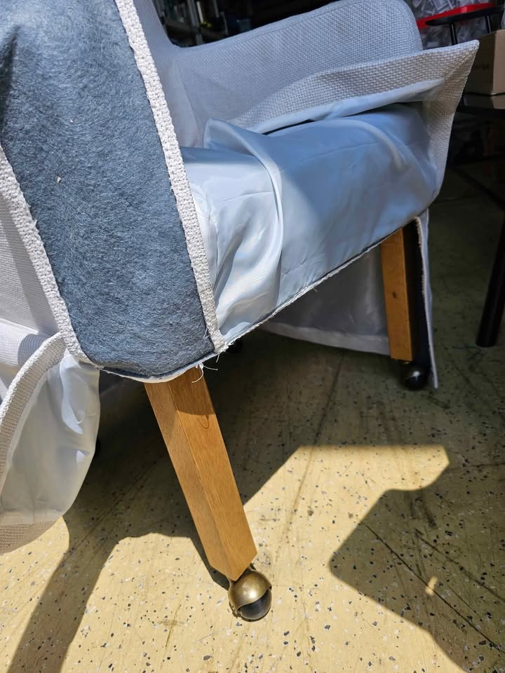  My Texas House Wren Slipcover Dining Chair with Rolling Caster Wheels, Cream