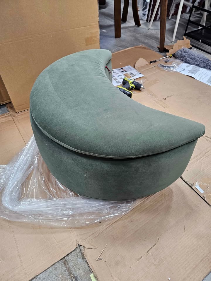  Better Homes & Gardens JULIET VELVET CRESCENT MOON OTTOMAN OLIVE
