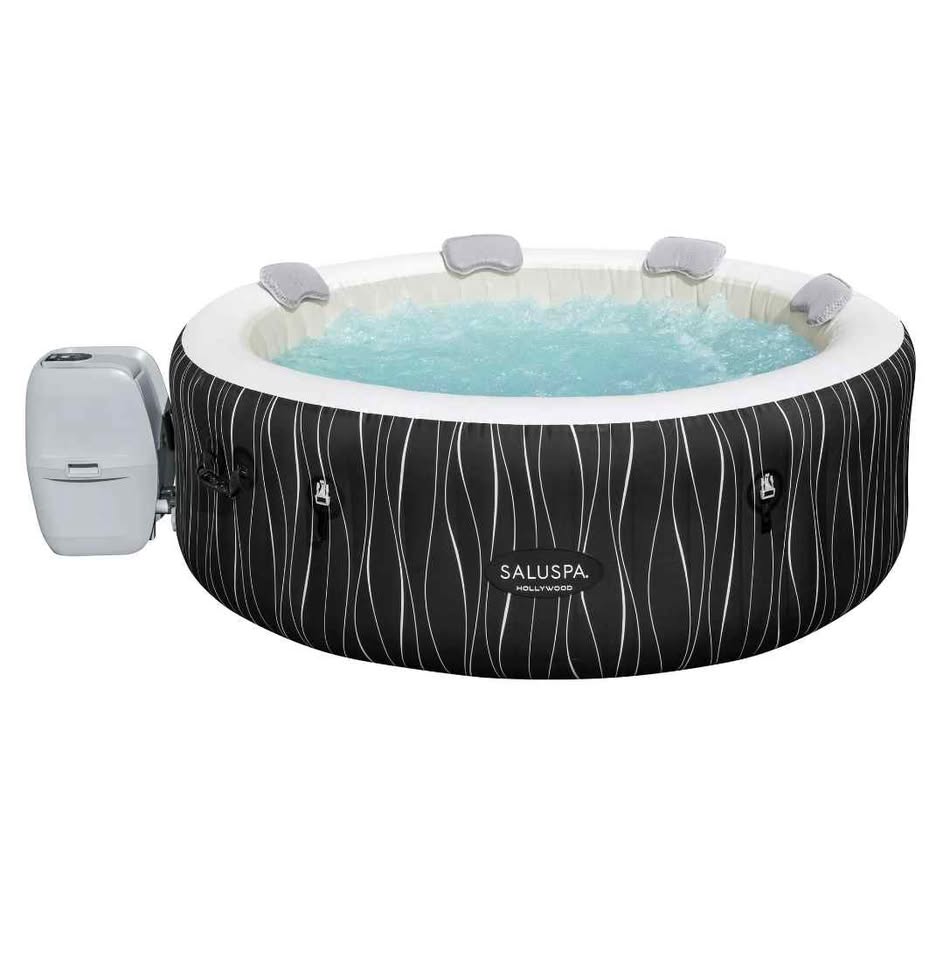 SaluSpa Hollywood AirJet Inflatable Circle Hot Tub Spa with Color-Changing LED Lights 4-6 Person