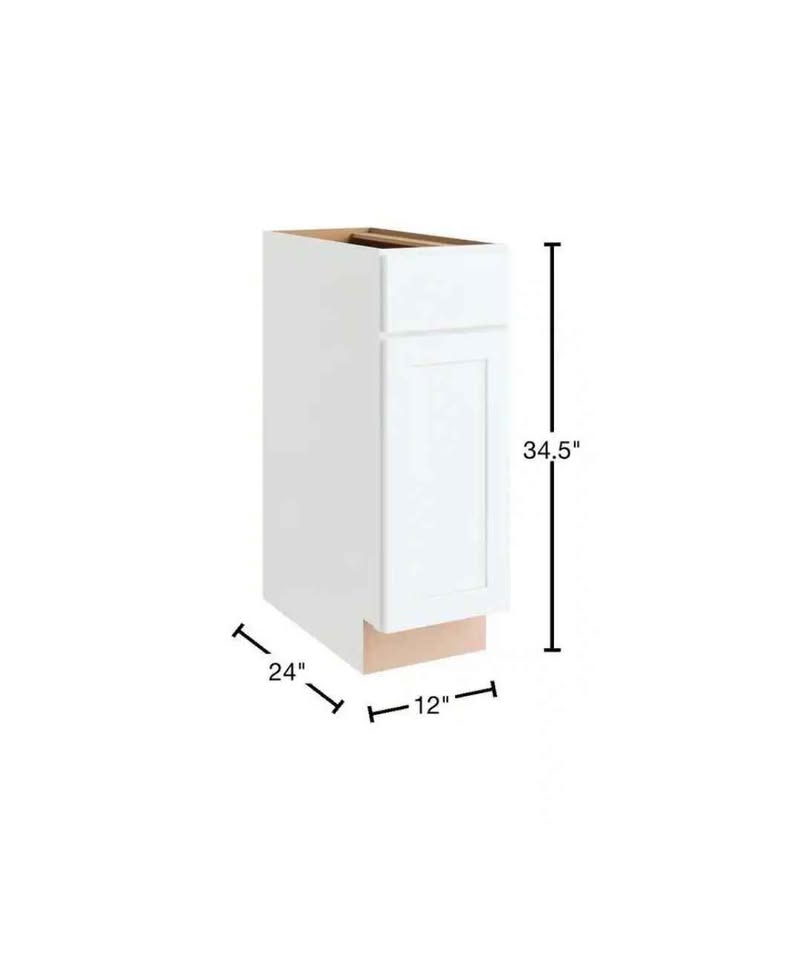 Hampton Bay Courtland 12 in. W x 24 in. D x 34.5 in. H Assembled Shaker Base Kitchen Cabinet