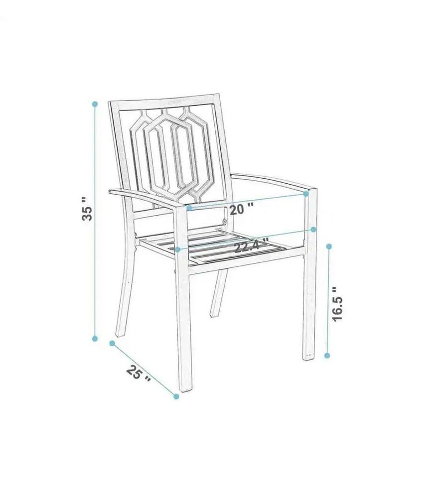 (2-Pack) Black Stackable Metal Patio Outdoor Dining Chair