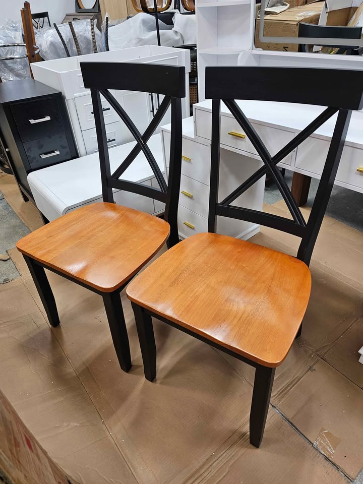  Side Chair in Black and Soft Cherry (Set of 2)