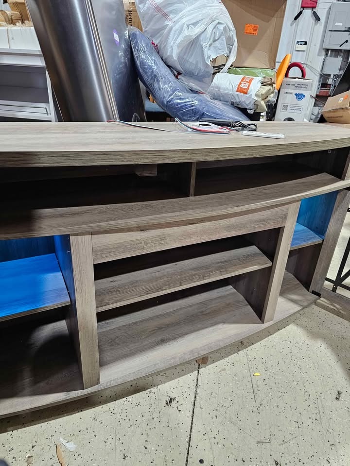  TV Stand with LED Lights for TVs up to 70", Entertainment Center Media Console Cabinet