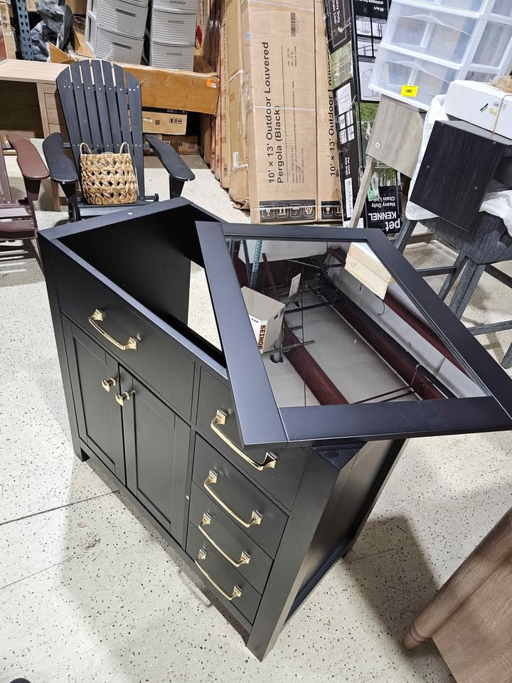  Wonline 36" Free Standing Bathroom Vanity Cabinet Modern Design Drawer and Mirror, Vanity Only