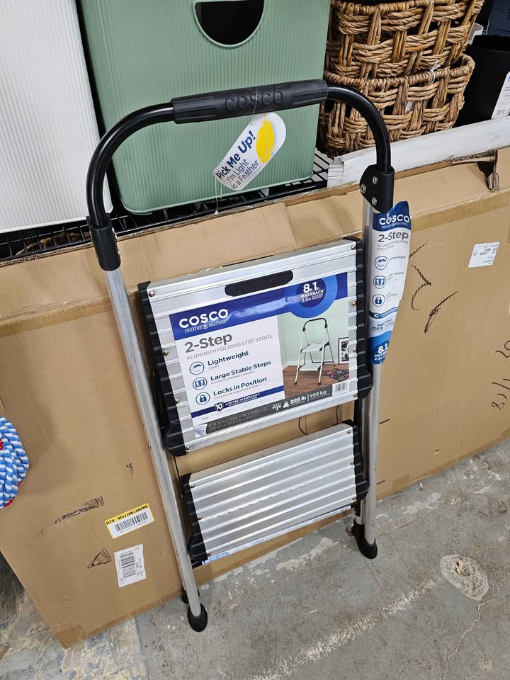 Cosco 2 Step All Aluminum Step Stool: Silver, 225 lb Capacity