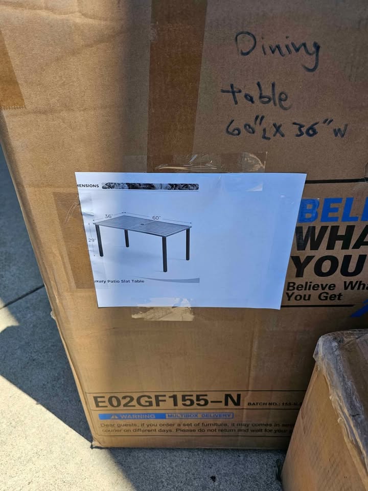  (6pack)Outdoor Dining Chairs with Table 36-in W x 60-in L