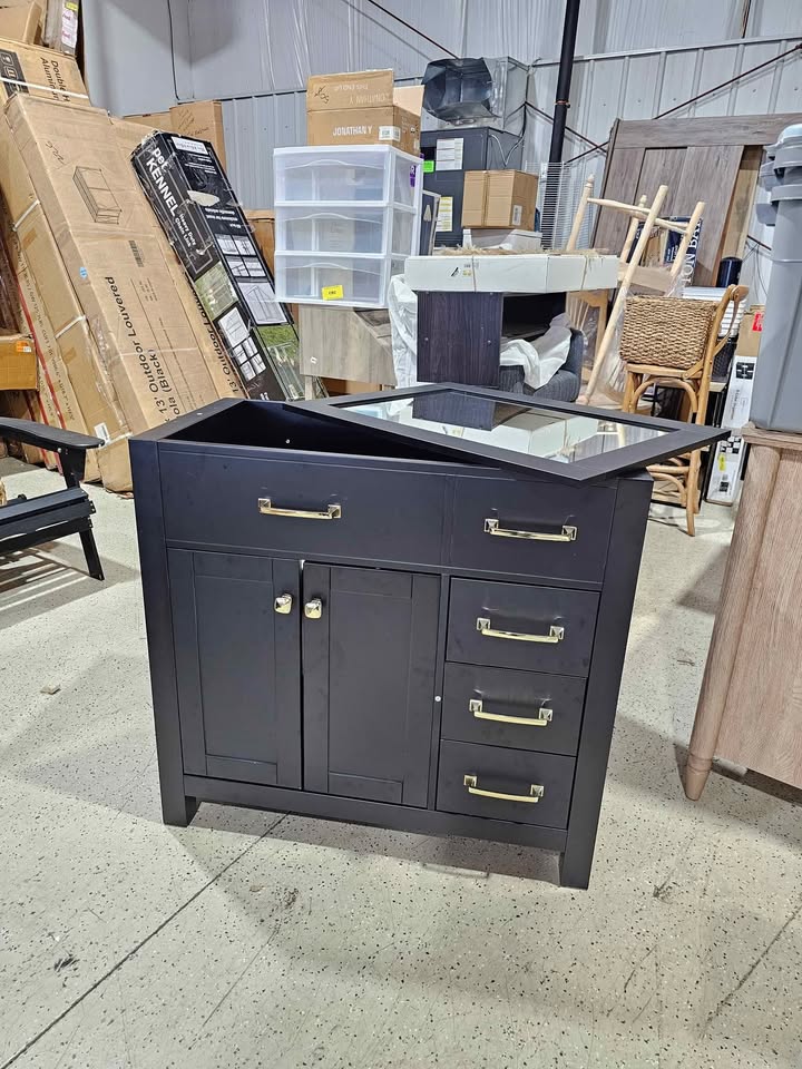  Wonline 36" Free Standing Bathroom Vanity Cabinet Modern Design Drawer and Mirror, Vanity Only