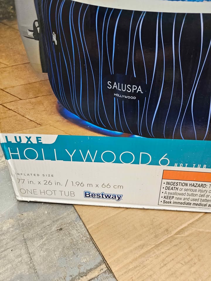 SaluSpa Hollywood AirJet Inflatable Circle Hot Tub Spa with Color-Changing LED Lights 4-6 Person