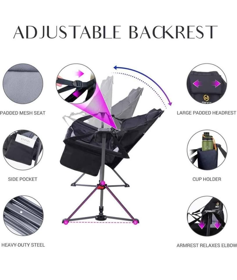 2.5 ft. Freestanding Portable Hammock Camping Chair with Stand Black