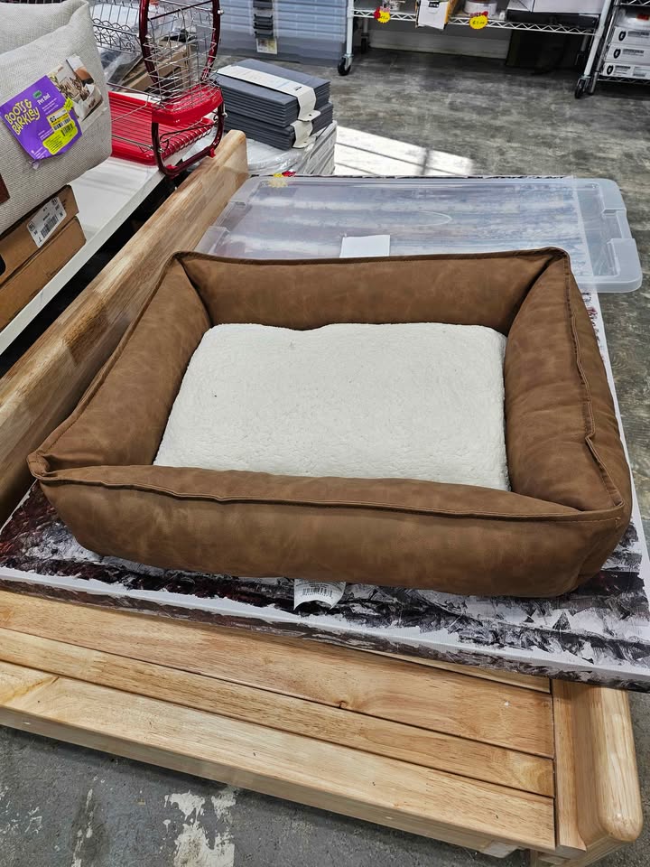 Cuddler Faux Leather Bolster Dog Bed - Boots & Barkley, M size