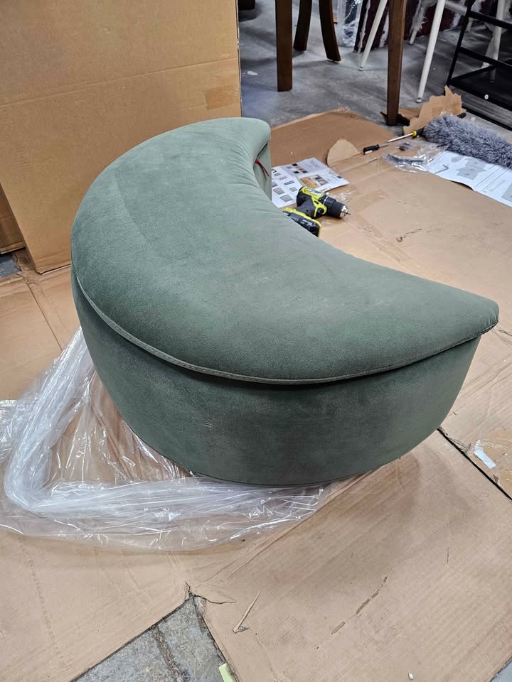  Better Homes & Gardens JULIET VELVET CRESCENT MOON OTTOMAN OLIVE