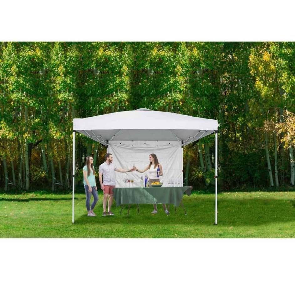  Everbilt 10 ft. x 10 ft. Commercial Instant Canopy-Pop Up Tent with Wall Panel White