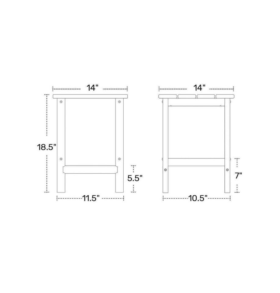  Mason 18 in. Gray Poly Plastic Fade Resistant Outdoor Patio Square Adirondack Side Table