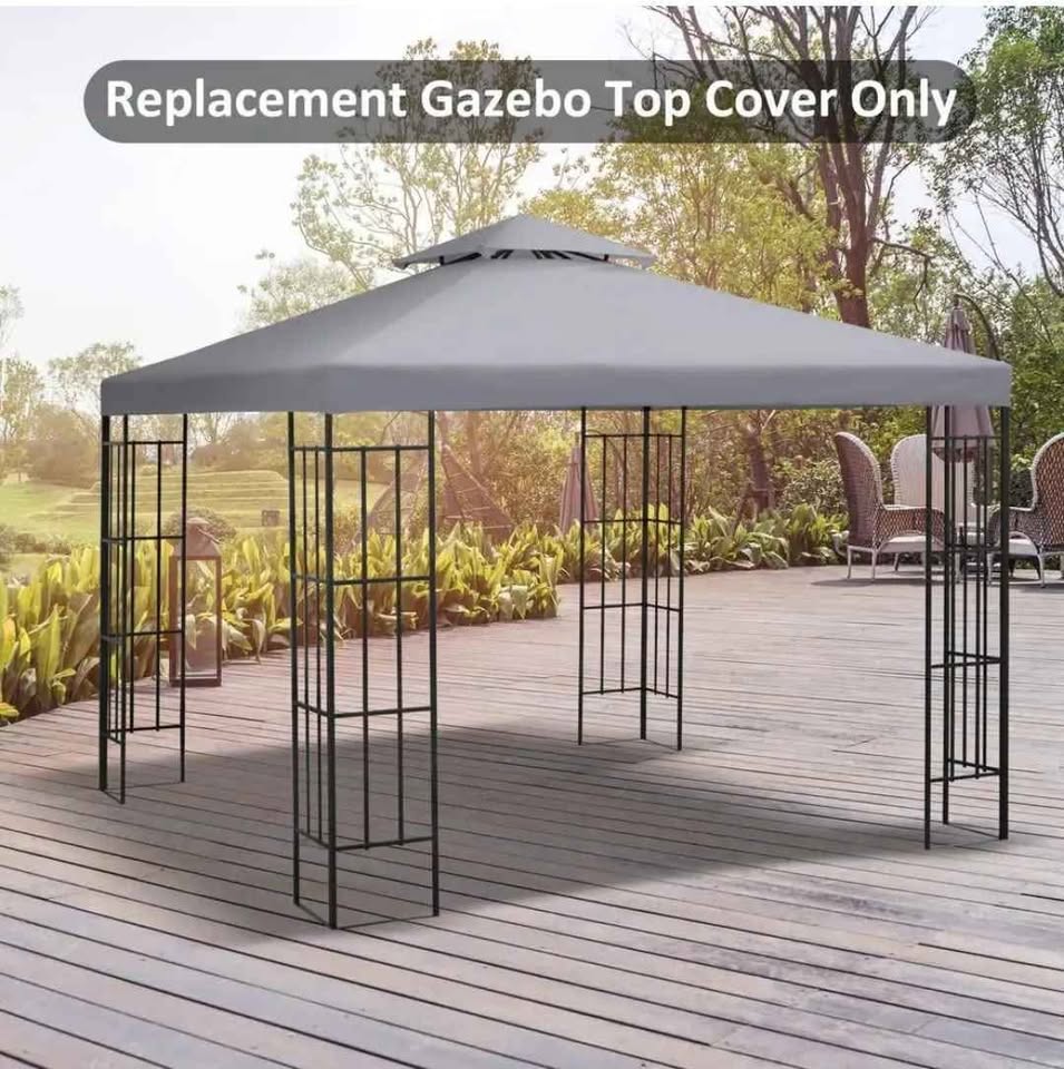  Outsunny 10 ft. x 10 ft. Square 2-Tier Gazebo Canopy Replacement Top Cover Outdoor Garden Sun Shade