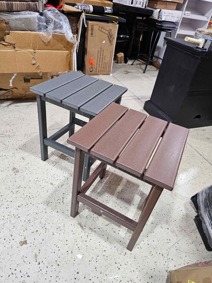  Mason 18 in. Gray Poly Plastic Fade Resistant Outdoor Patio Square Adirondack Side Table