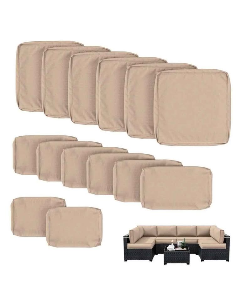  14-Piece Patio Cushion Covers Replacement with Zipper for Sectional Sofa Set, Slipcovers for Outdoor