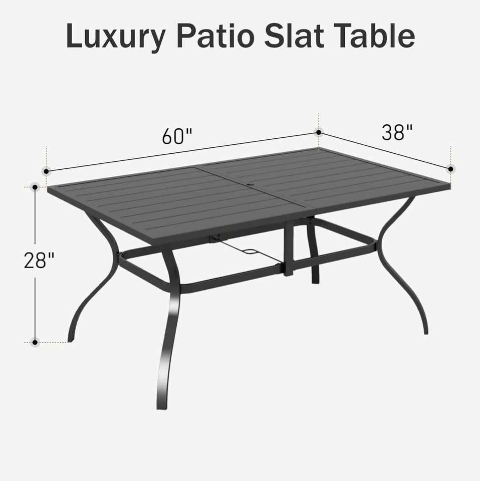 60" Outdoor Patio Dining Table, Large Rectangle Dining Table