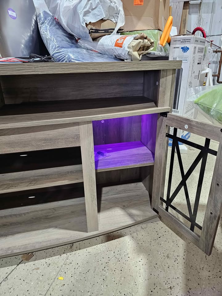  TV Stand with LED Lights for TVs up to 70", Entertainment Center Media Console Cabinet