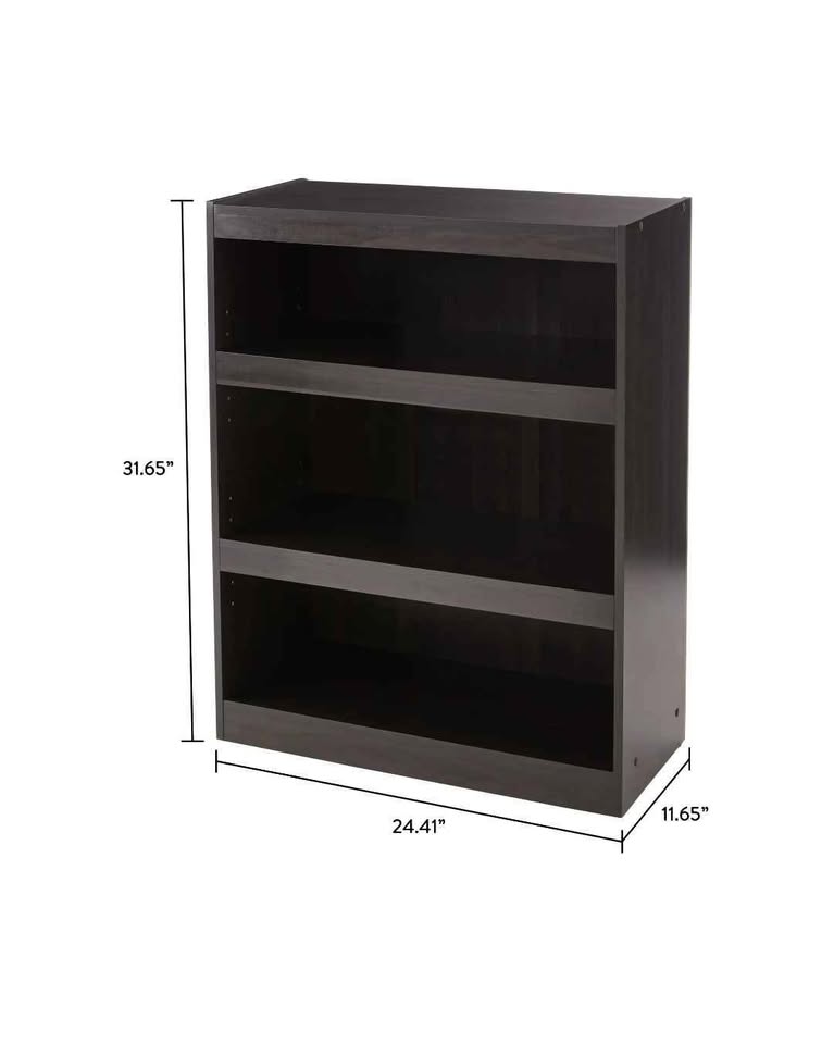  Mainstays 3-Shelf Framed Bookcase with Adjustable Shelves, Espresso