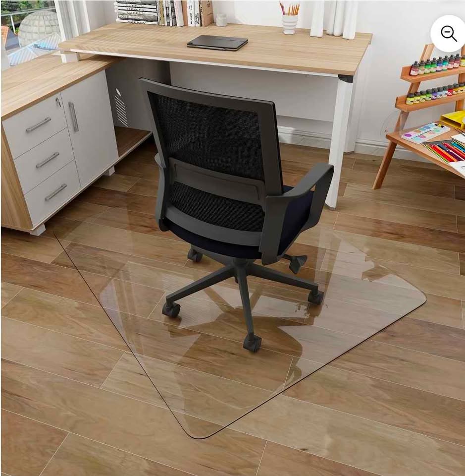  BEAUTYPEAK 36" x 46" Tempered Glass Office Chair Mat for Carpet or Hard Floor Protection