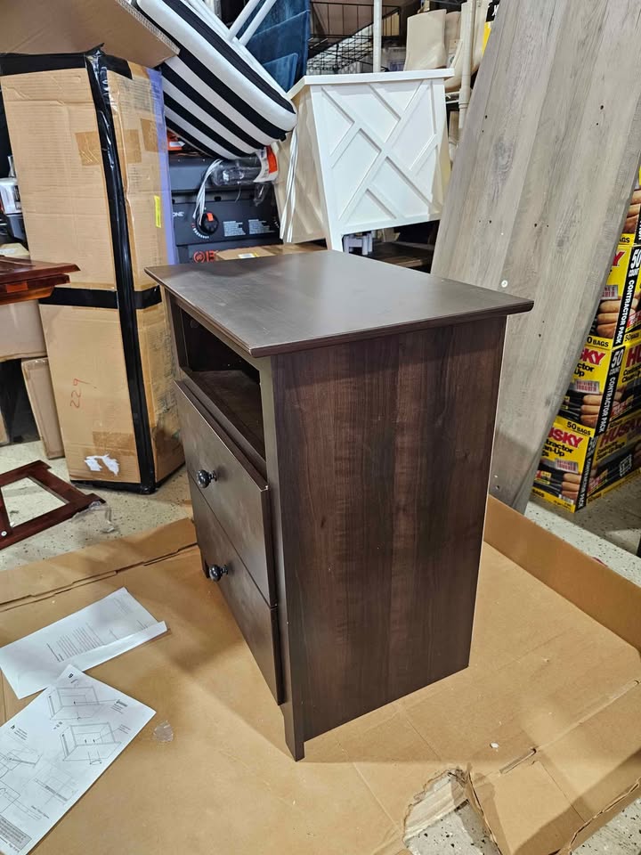  Fremont 2-Drawer Tall Nightstand With Open Cubbie, Espresso