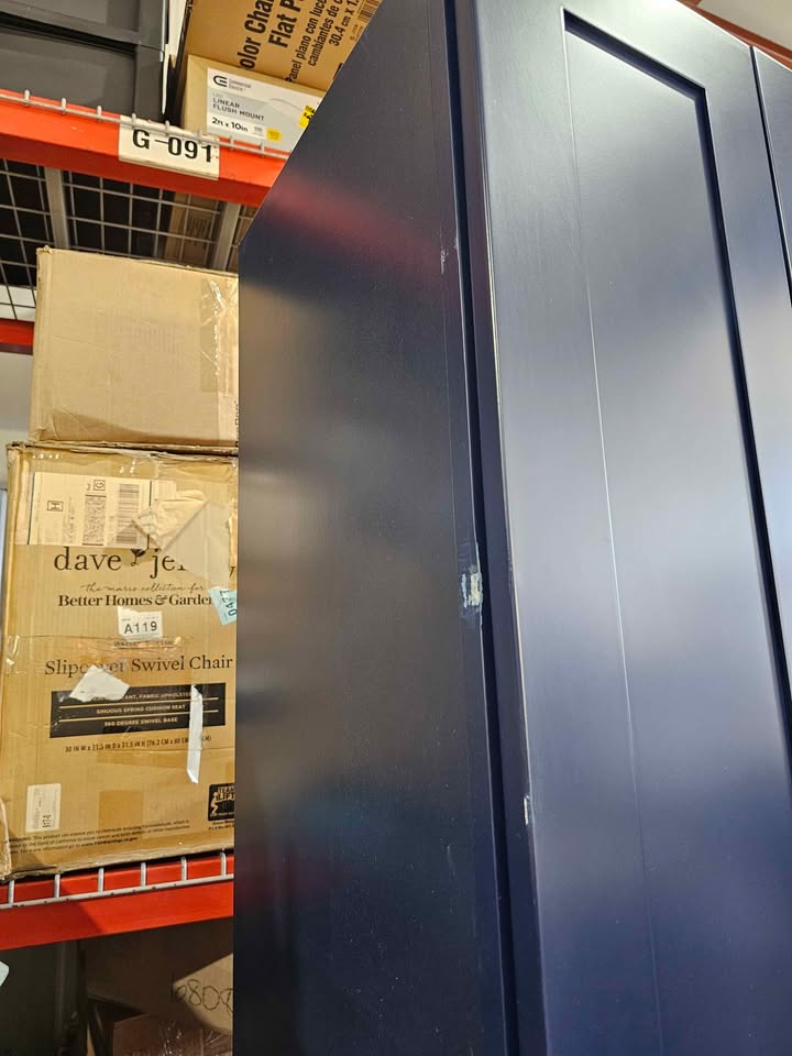  Blue Plywood Shaker Stock Assembled Tall Pantry Kitchen Cabinet 24 in. W x 91 in. D H x 19 in. D