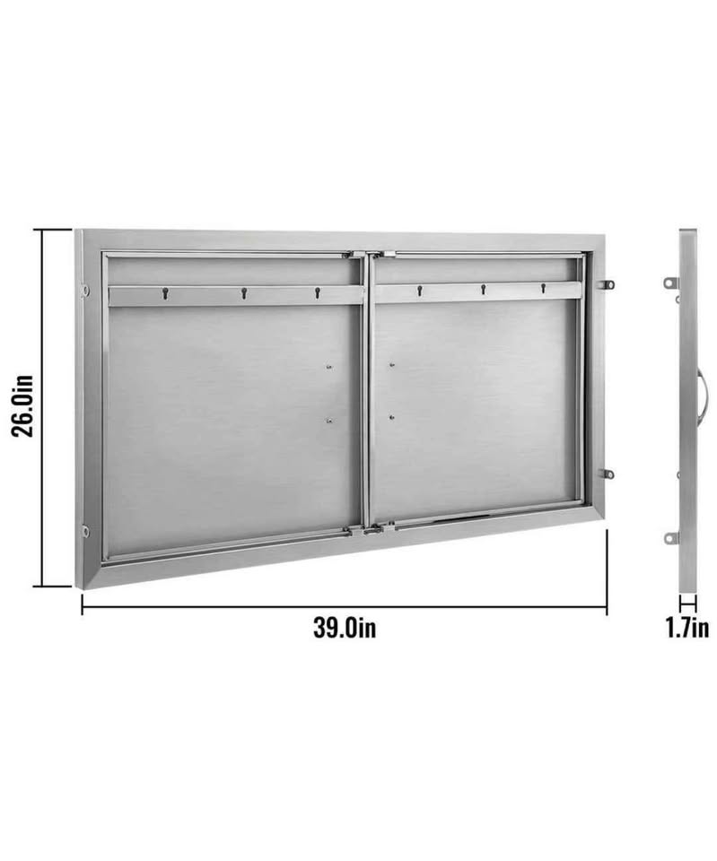 VEVOR Outdoor Kitchen Doors 39 in. W x 26 in. H Double BBQ Door Stainless Steel