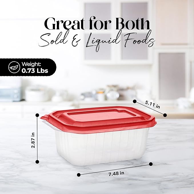 Alpine Cuisine Rectangle Food Storage Containers with 8 Lids & 8 Bodies 16-Piece 24oz (709ml)