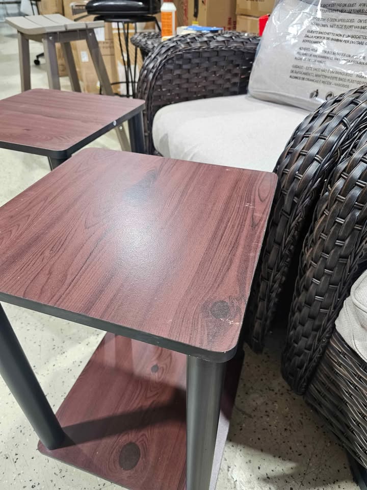 ( Set of 2) Furinno Turn N Tube Dark Cherry Simple End Table