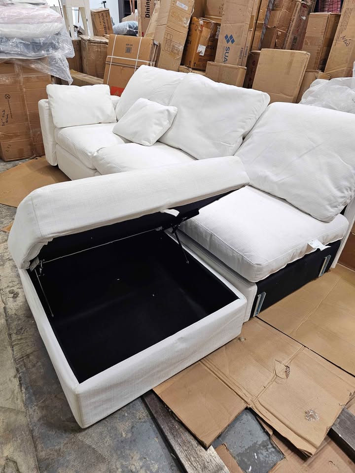  4-pieces Cloud Couch, Oversized Modular Sofa With Ottoman 101" x35"