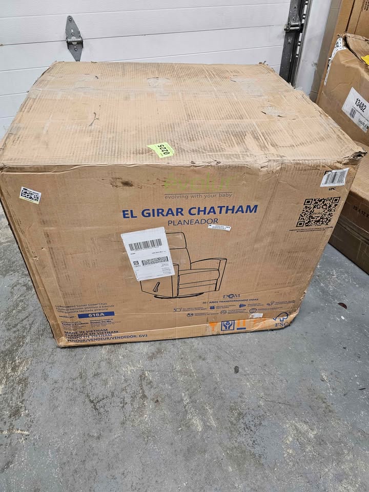  Dream On Me Chatham Nursery Glider Recliner and Rocking Chair in Gray, 360° Swivel Motion, Rocking