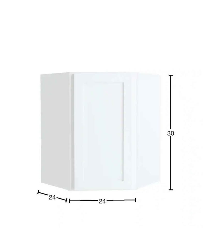  Hampton Bay Courtland Assembled Shaker Diagonal Corner Wall Kitchen Cabinet in Polar White