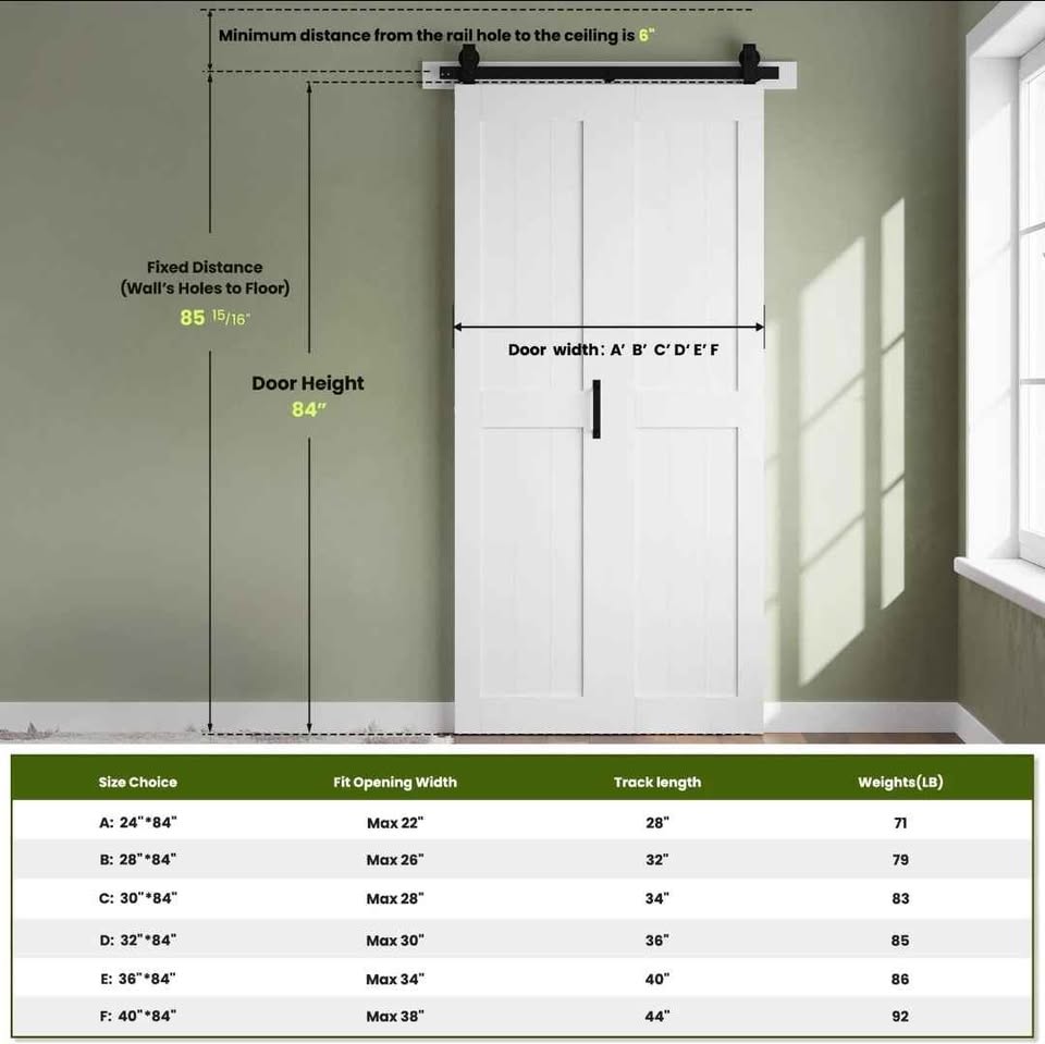 Bifold Barn Door 32'' x 84'',Bi-Fold Sliding Closet Doors with Hardware Kit