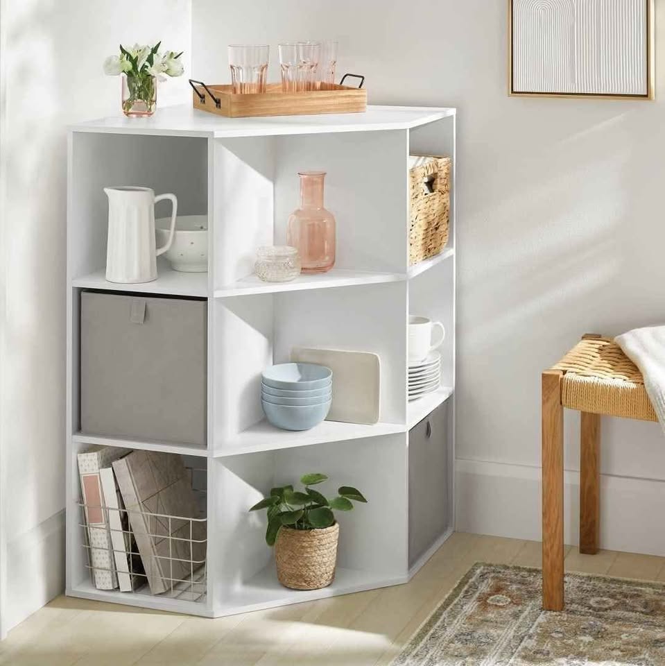 11" 9 Cube Corner Book Shelf White