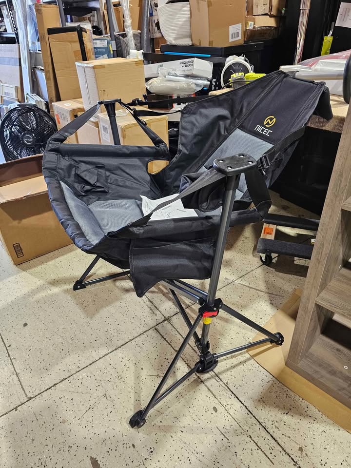 2.5 ft. Freestanding Portable Hammock Camping Chair with Stand Black