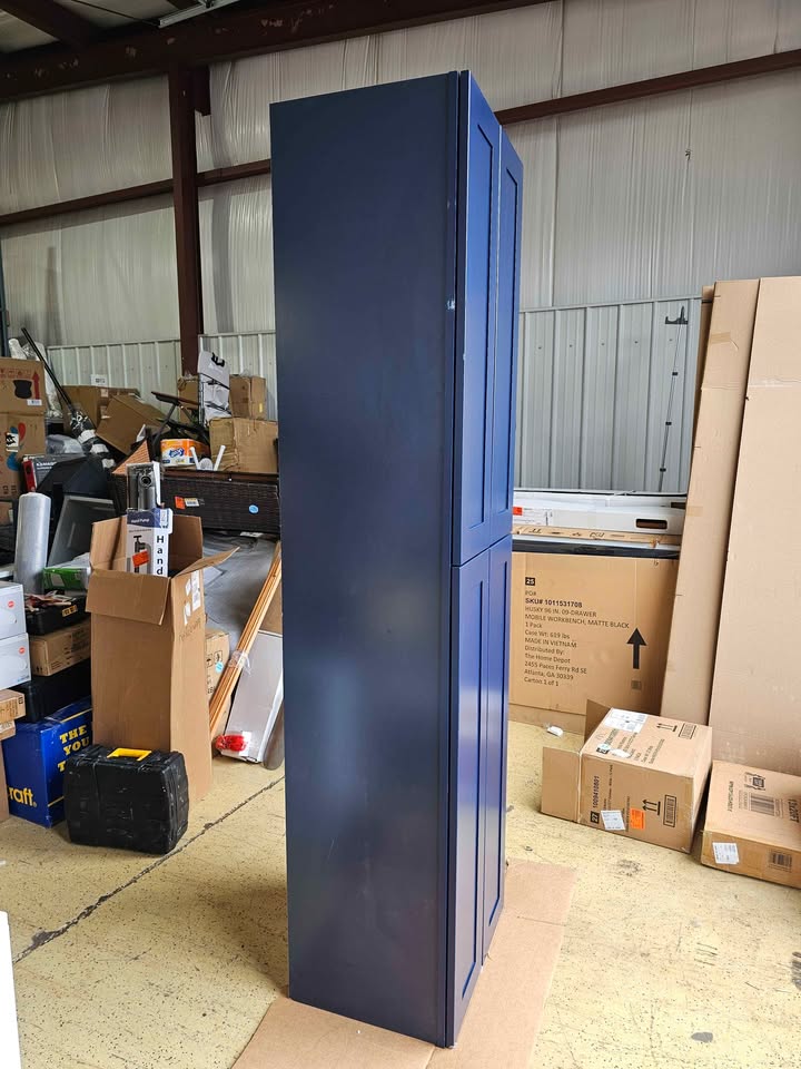  Blue Plywood Shaker Stock Assembled Tall Pantry Kitchen Cabinet 24 in. W x 91 in. D H x 19 in. D