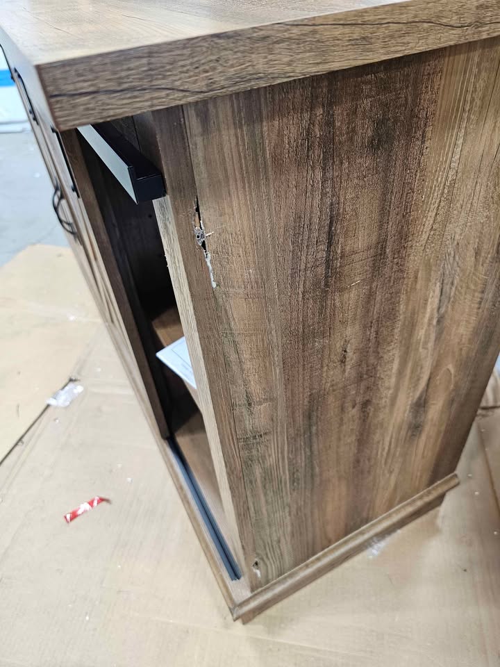  Walker Edison Modern Farmhouse Barn Door TV Stand for TVs up to 65", Reclaimed Barnwood