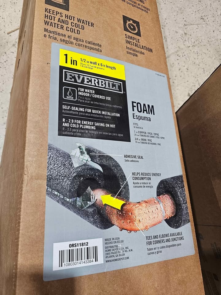  (28 pcs) Everbilt 1 in. x 6 ft. Foam Self-Seal Pipe Insulation