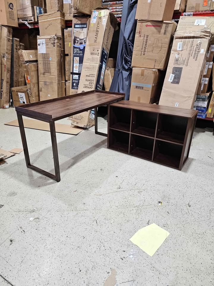 Better Homes & Gardens Ezra Modular L Desk with 6-Cube Storage, Walnut Finish