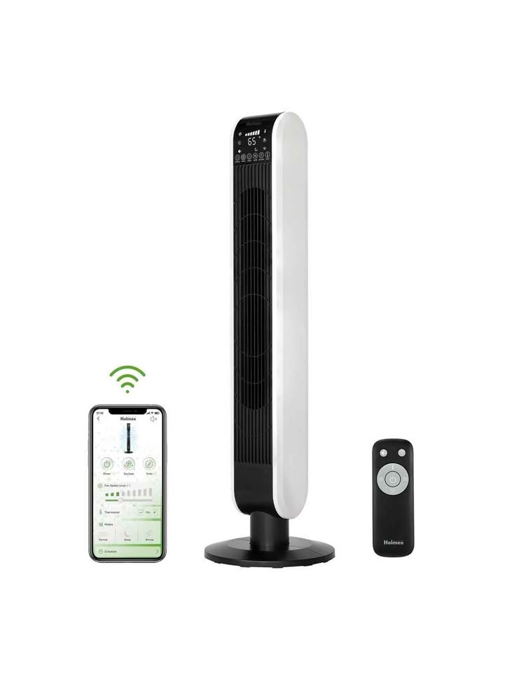 Holmes 40' Wi-Fi Tower Oscillating Fan with Clean Breeze