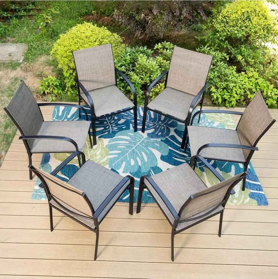  (6pack)Outdoor Dining Chairs with Table 36-in W x 60-in L